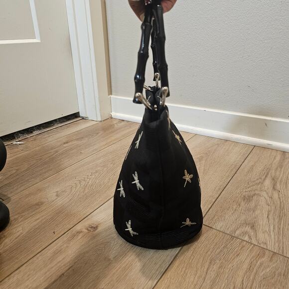 NWOT Talbots Small Embroidered Dragonfly Bucket Tote - Picture 2 of 7